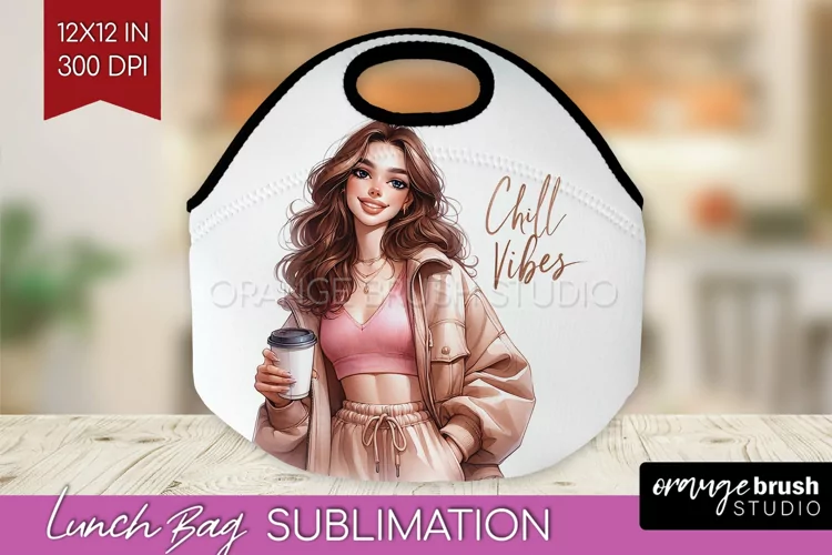 Coffee Girl Lunch Bag - Coffee Lover Lunch Bug PNG