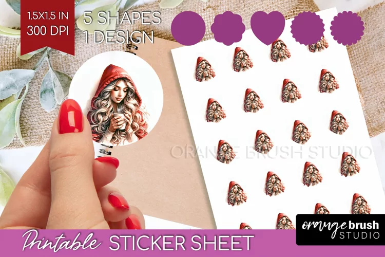 Coffee Girl Round Sticker - Coffee Lover Printable Sticker