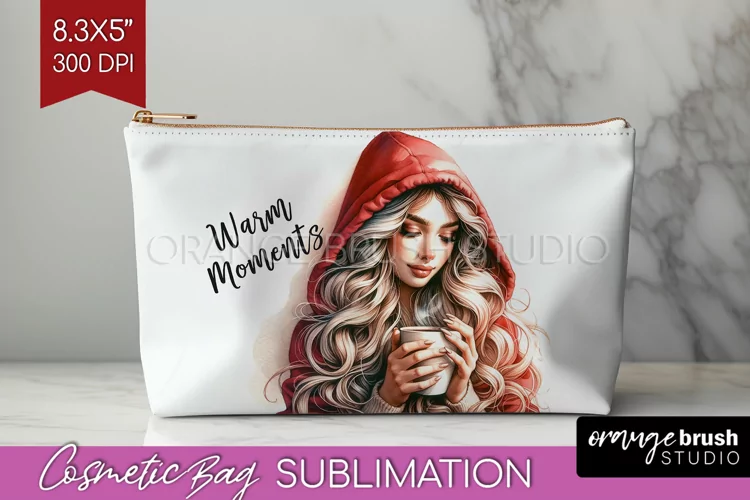 Coffee Girl Cosmetic Bag - Coffee Lover Makeup Bag PNG