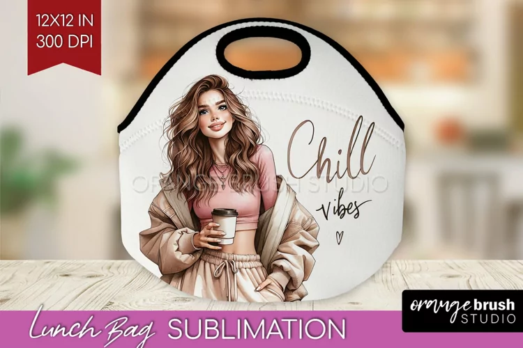 Coffee Girl Lunch Bag - Coffee Lover Lunch Bug PNG