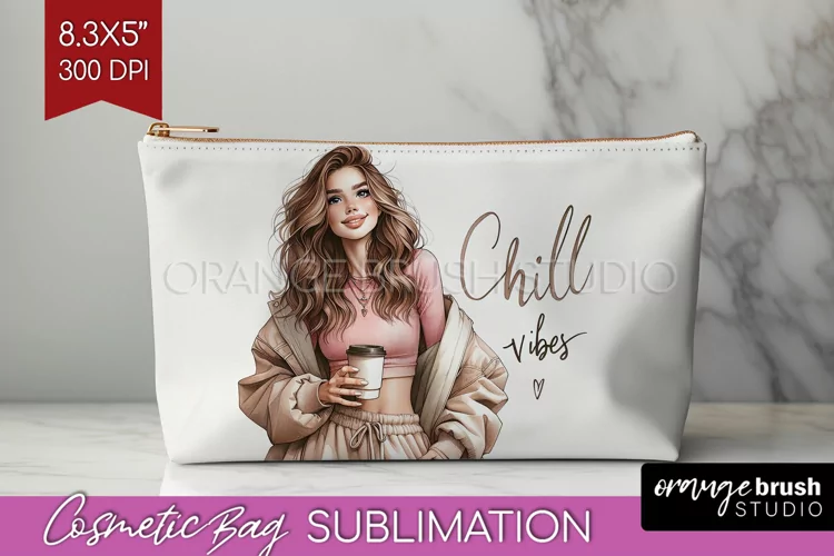 Coffee Girl Cosmetic Bag - Coffee Lover Makeup Bag PNG