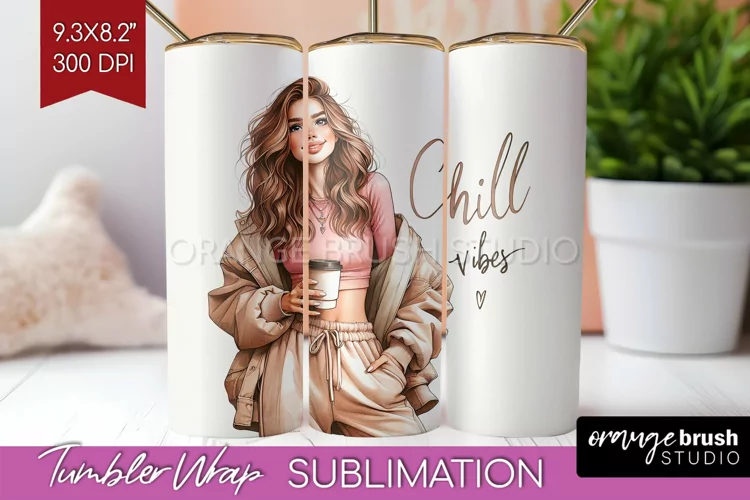 Coffee Girl Tumbler Wrap - Coffee Lover Tumbler PNG