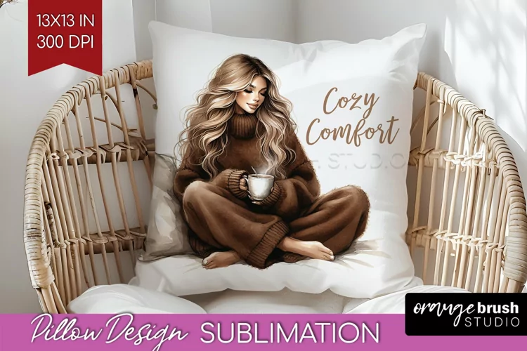 Coffee Girl Pillow Sublimation - Coffee Lover Pillow Cover