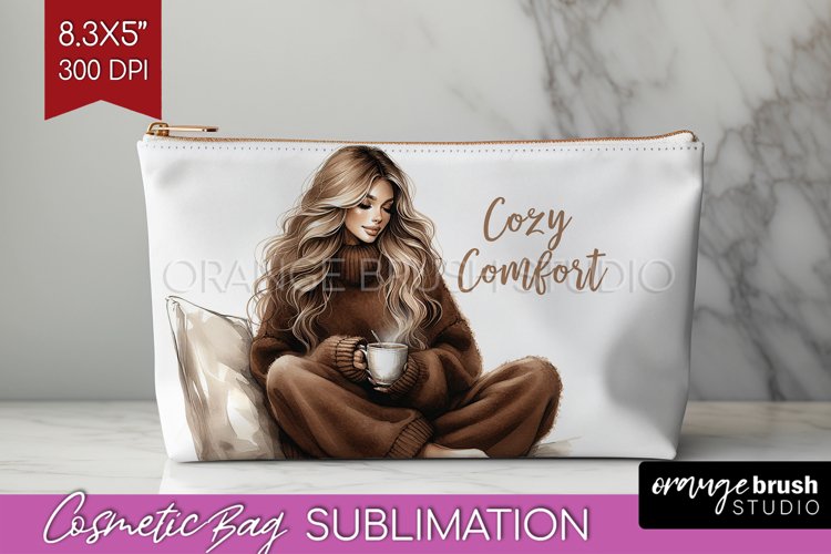 Coffee Girl Cosmetic Bag - Coffee Lover Makeup Bag PNG example image 1
