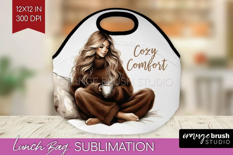 Coffee Girl Lunch Bag - Coffee Lover Lunch Bug PNG