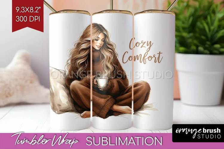 Coffee Girl Tumbler Wrap - Coffee Lover Tumbler PNG