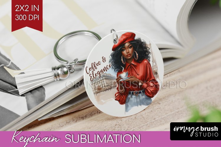 Coffee Girl Keychain PNG - Coffee Lover Keychain Sublimation