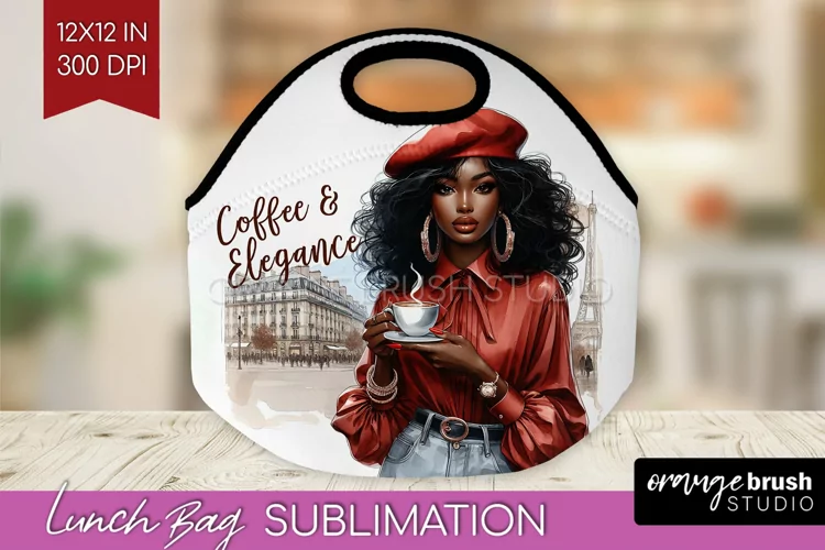 Coffee Girl Lunch Bag - Coffee Lover Lunch Bug PNG