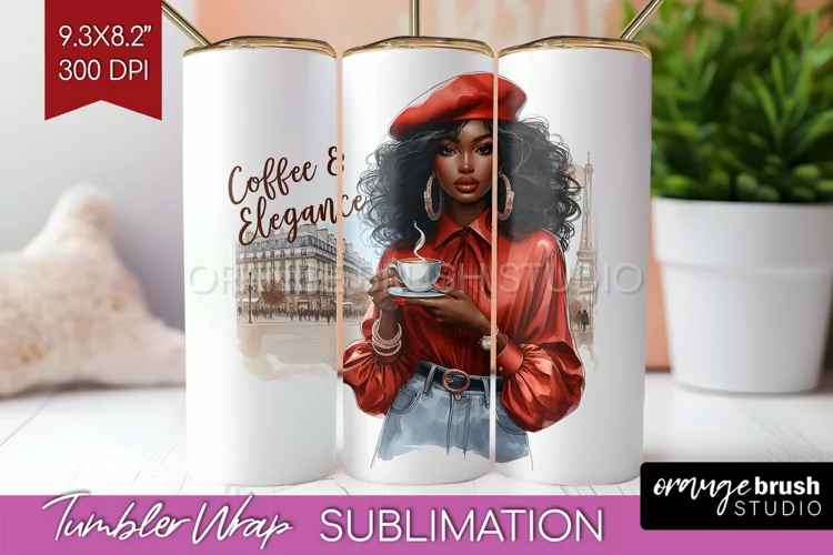 Coffee Girl Tumbler Wrap - Coffee Lover Tumbler PNG