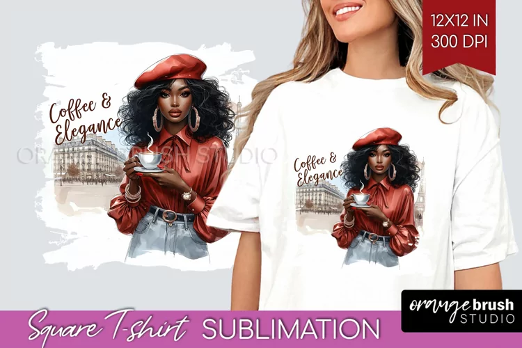 Coffee Girl Square Tshirt Background - Coffee Lover PNG