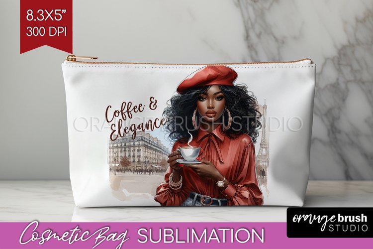 Coffee Girl Cosmetic Bag - Coffee Lover Makeup Bag PNG example image 1