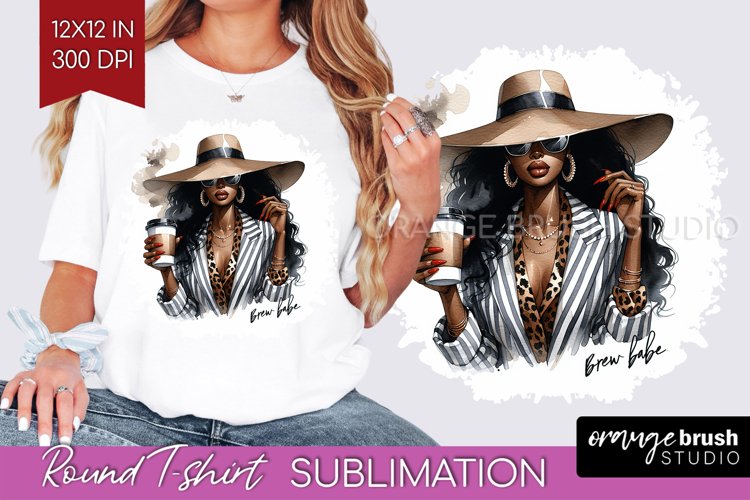 Coffee Girl Round Tshirt Background - Coffee Lover PNG example image 1