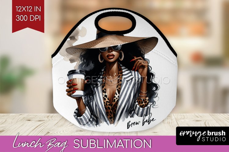 Coffee Girl Lunch Bag - Coffee Lover Lunch Bug PNG example image 1