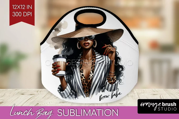 Coffee Girl Lunch Bag - Coffee Lover Lunch Bug PNG
