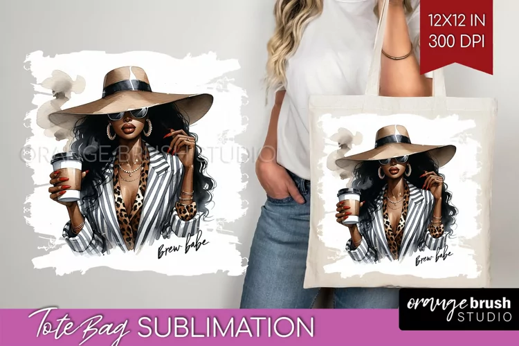 Coffee Girl Tote Bag - Coffee Lover Tote Bag PNG Sublimation