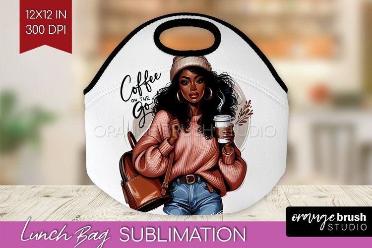 Coffee Girl Lunch Bag - Coffee Lover Lunch Bug PNG example image 1