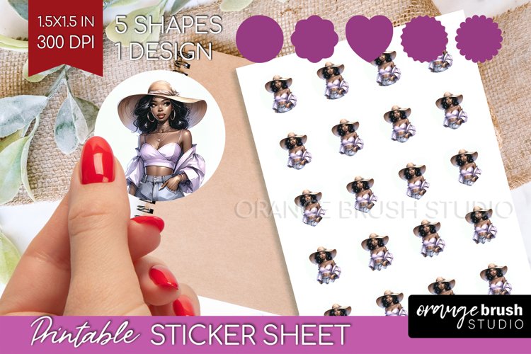 Coffee Girl Round Sticker - Coffee Lover Printable Sticker example image 1