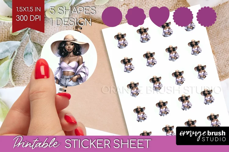 Coffee Girl Round Sticker - Coffee Lover Printable Sticker