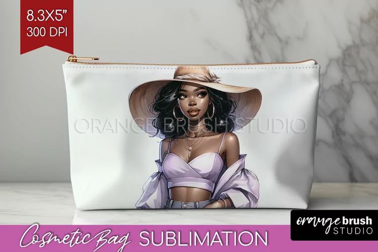 Coffee Girl Cosmetic Bag - Coffee Lover Makeup Bag PNG