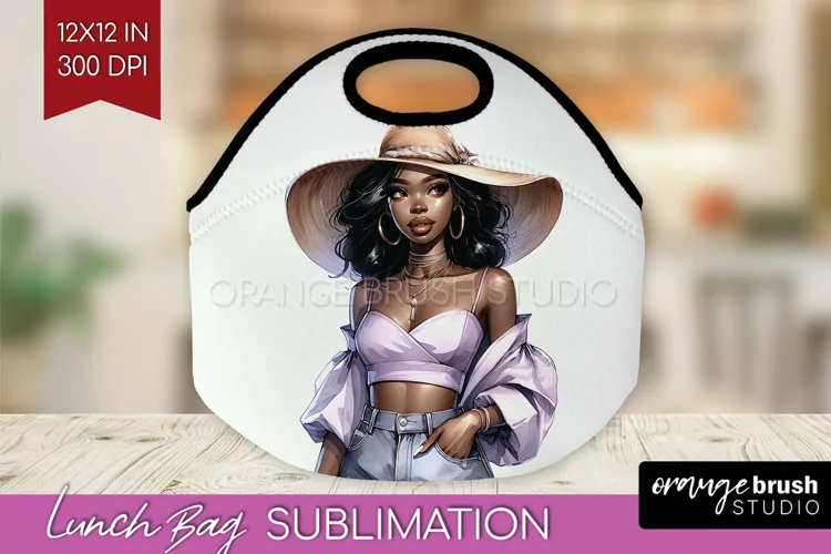Coffee Girl Lunch Bag - Coffee Lover Lunch Bug PNG