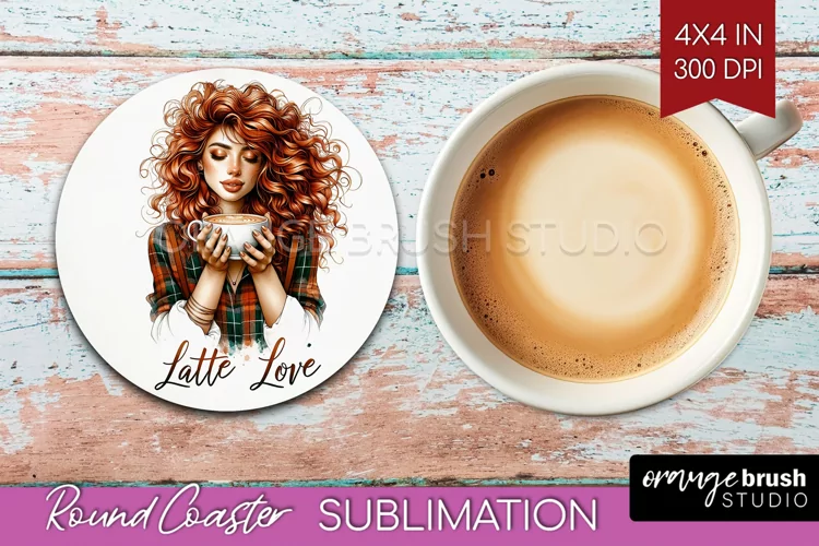 Coffee Girl Round Coaster - Coffee Lover Coaster PNG