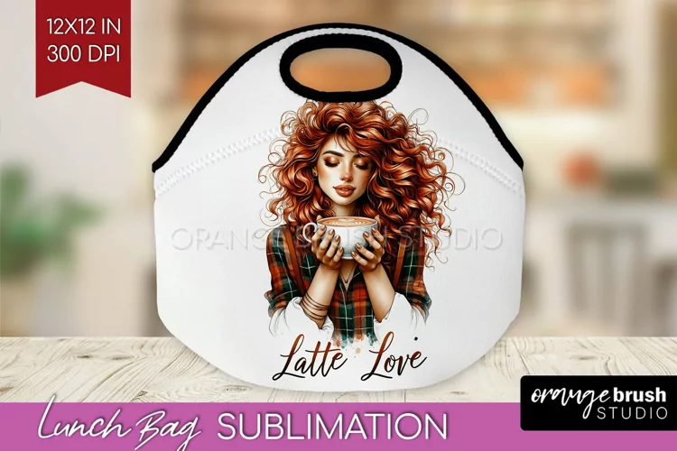 Coffee Girl Lunch Bag - Coffee Lover Lunch Bug PNG