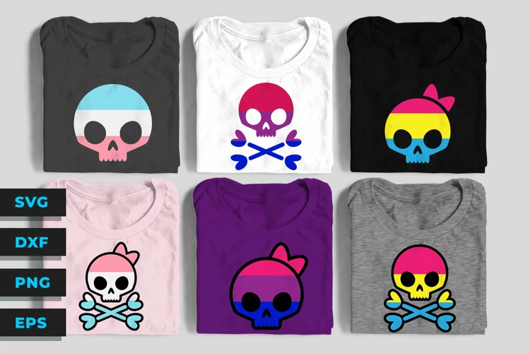 3 color cartoon LGBT skull - Halloween - SVG