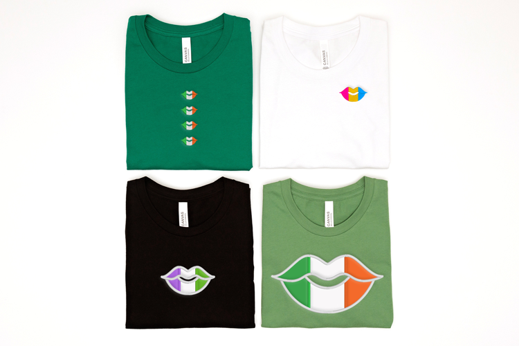Tri-Color Striped Flag Lips Applique Embroidery File