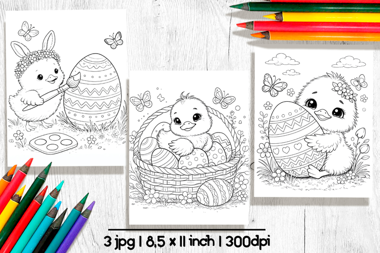 Easter duckling coloring pages, Printable coloring sheet