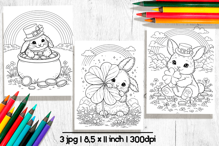 St Patricks day coloring pages, Cute bunny coloring