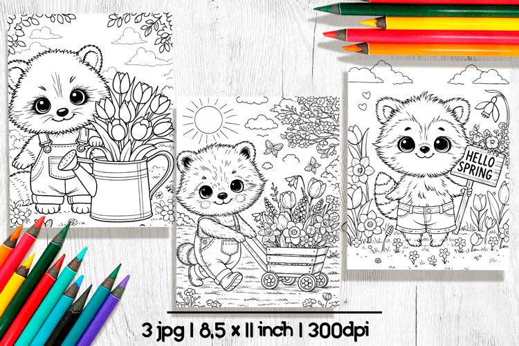 Raccoon coloring page, Printable spring coloring pages
