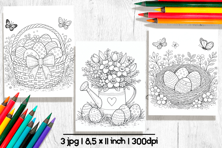 Easter egg coloring pages, Printable coloring sheets
