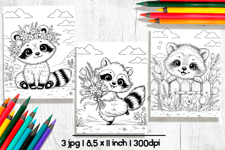 Raccoon coloring page, Printable spring coloring pages