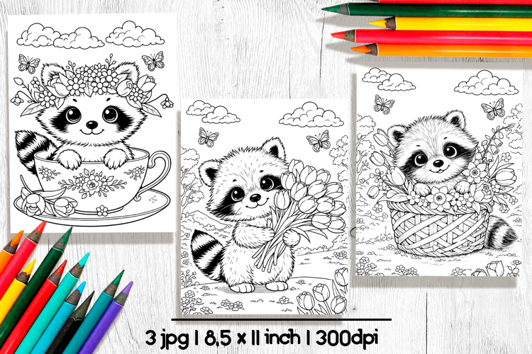 Raccoon coloring page, Printable spring coloring pages