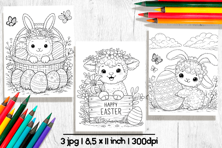 Cute Easter sheep coloring pages, Printable coloring sheet