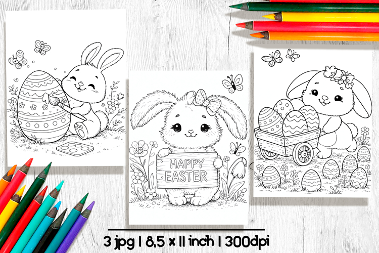 Easter bunny coloring pages, Printable coloring sheets