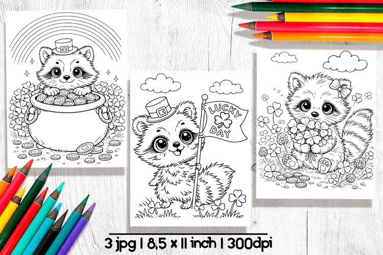 St Patricks day coloring pages, Raccoon coloring page