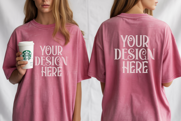 Comfort Colors 1717 Berry Front & back T shirt mockups