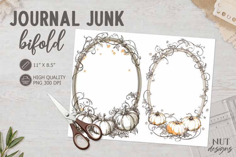 Vintage Pumpkin frame scrapbooking Autumn Journal Junk