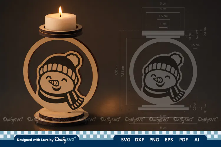 Cute Christmas Candle Holder SVG | Laser Cut Decor
