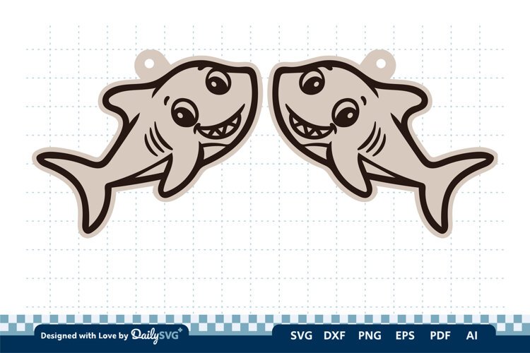 Cute Ocean Animal Earring SVG | Kawaii Sea Life example image 1