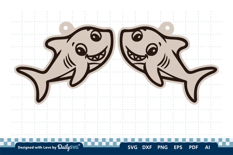 Cute Ocean Animal Earring SVG | Kawaii Sea Life