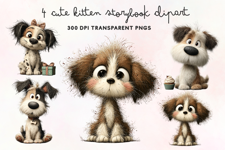 Cute Watercolor Dogs Clipart PNG
