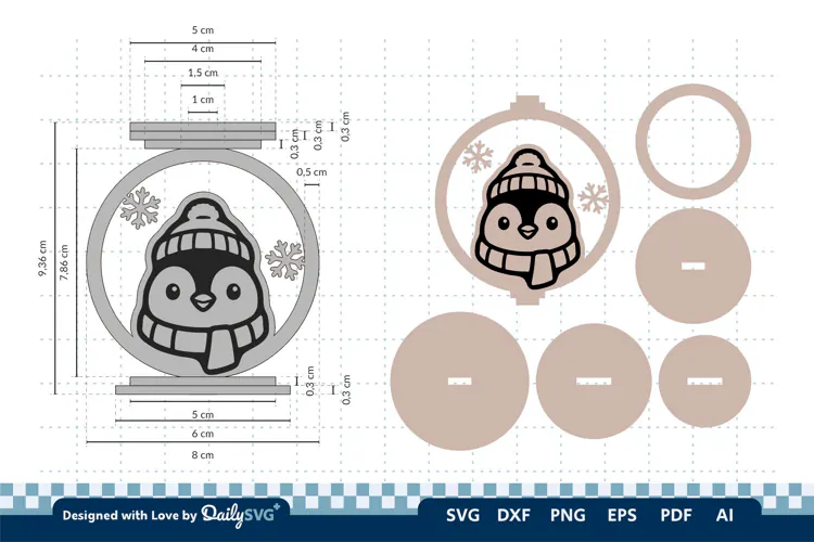 Cute Winter Animal Candle Holder SVG | Laser Cut Decor