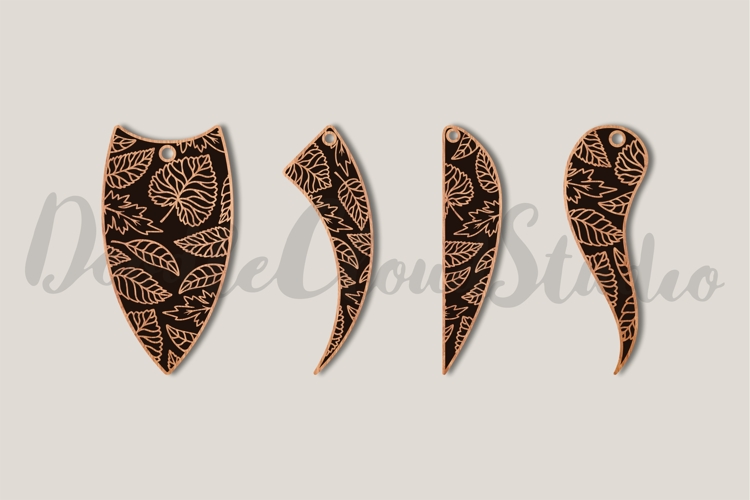 4 Cute Leaves Earrings SVG File for Laser Cut, Leave Jewelry