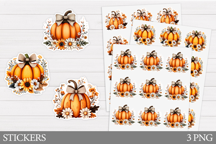 Pumpkin Sticker Printable. Pumpkin Floral Sticker Design