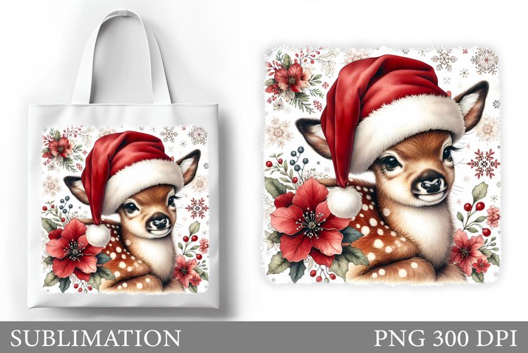 Christmas Deer Tote Bag. Christmas Tote Bag Sublimation example image 1