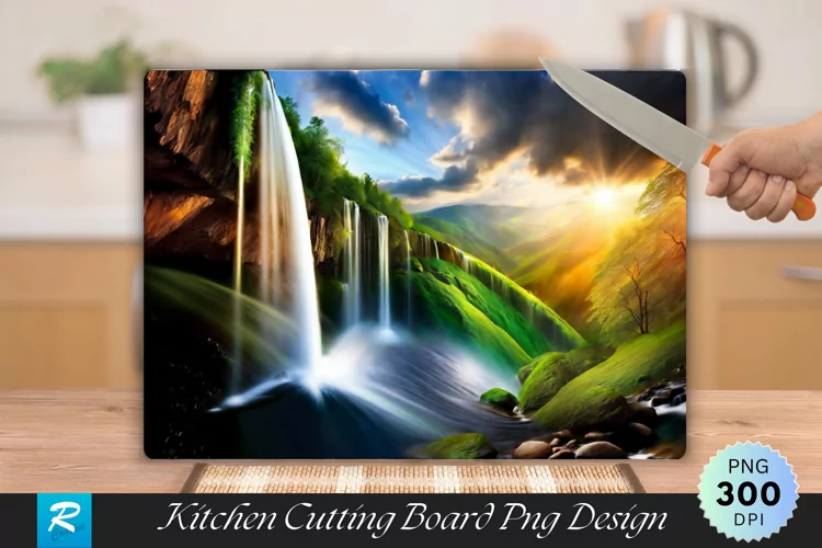 Water Falling Cutting Board Sublimation Design