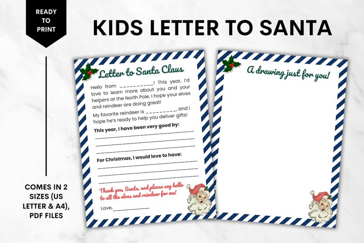 Printable Kids Letter To Santa Claus | Christmas Wish List 3 example image 1