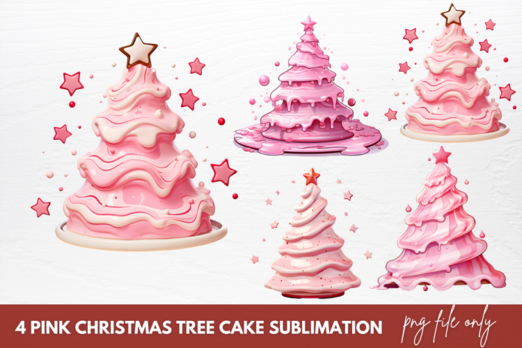 Pink Christmas Tree Cake Clipart Sublimation